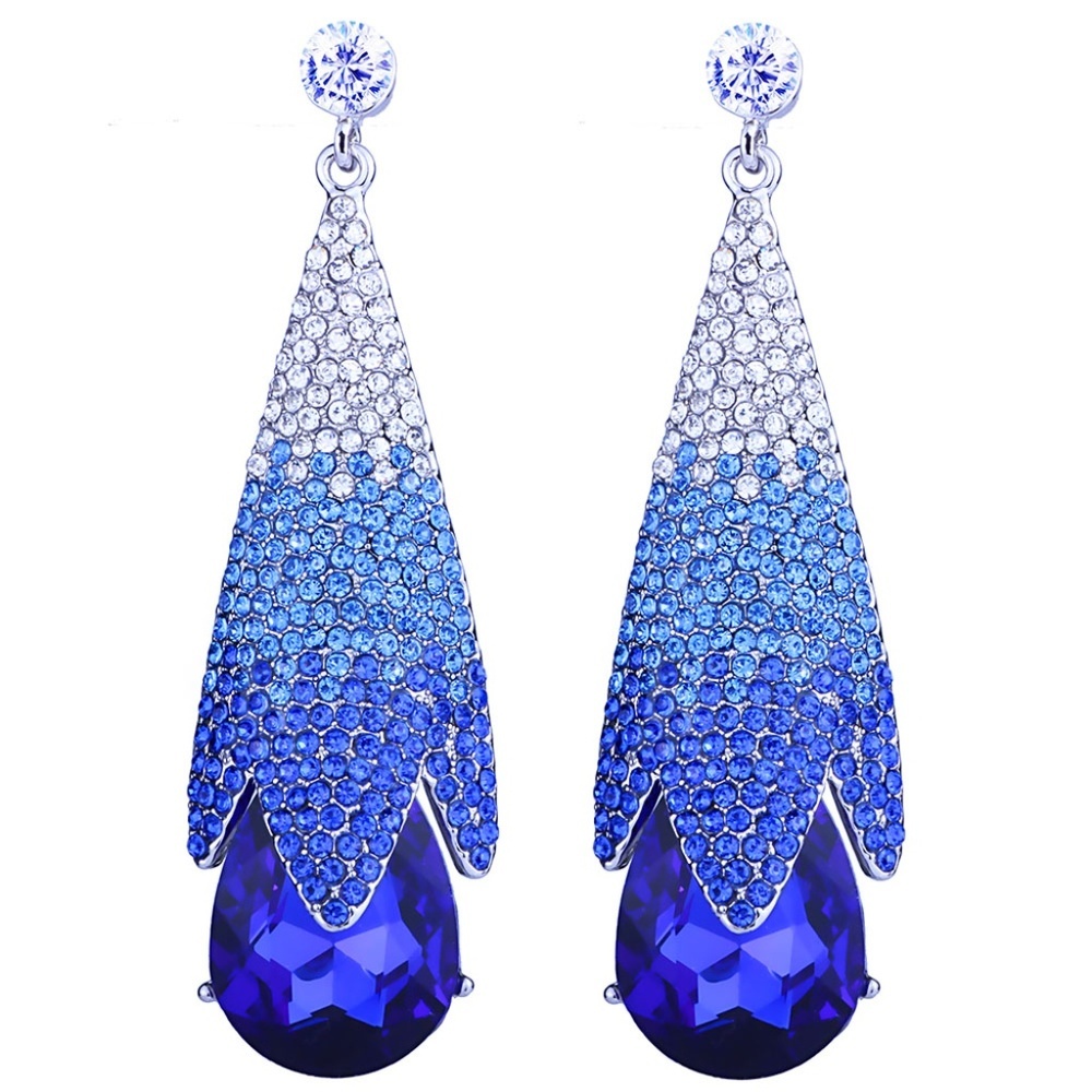 Water Drop Swarovski Crystal Earrings - Blue